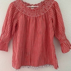 Rafaella smock neck gingham top